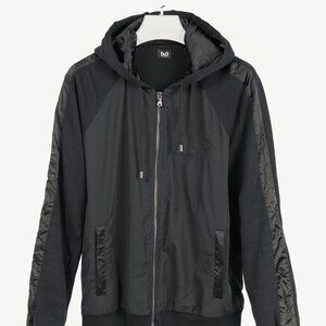 D&G Dolce & Gabbana Black Cotton Logo-Embroidered Zip Hoodie